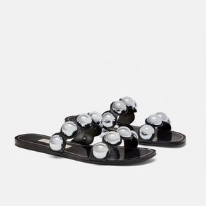NWT Zara Slides with Metallic details